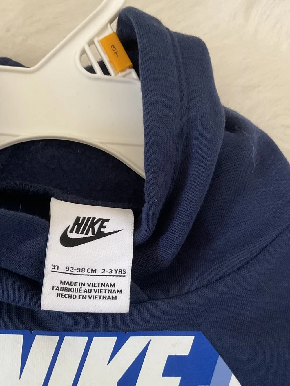 Nike Navy & White Kids Hoodie with Blue Accent Logo